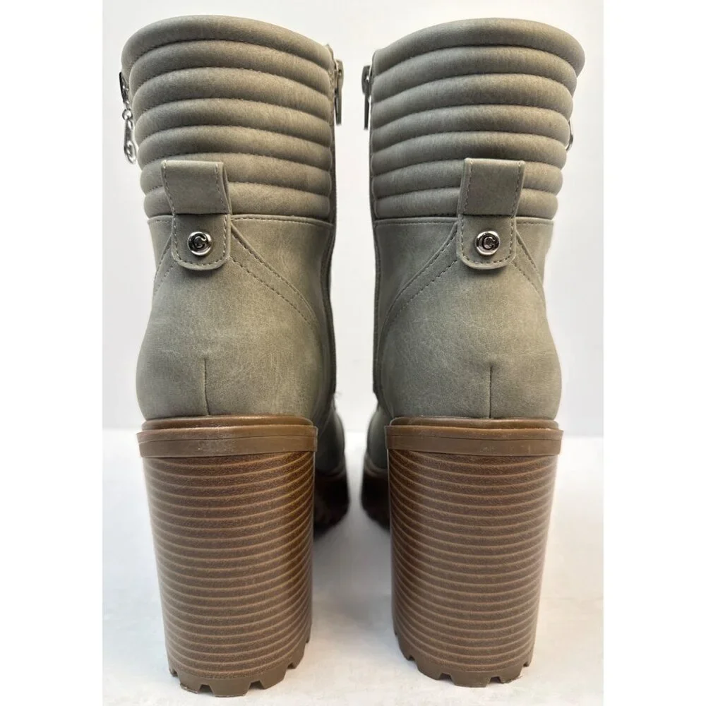 G by Guess Siana Combat Boot Womens 9 Green Heeled Lug Sole Hiker Bootie GBG - Picture 5 of 9